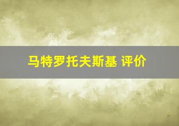 马特罗托夫斯基 评价